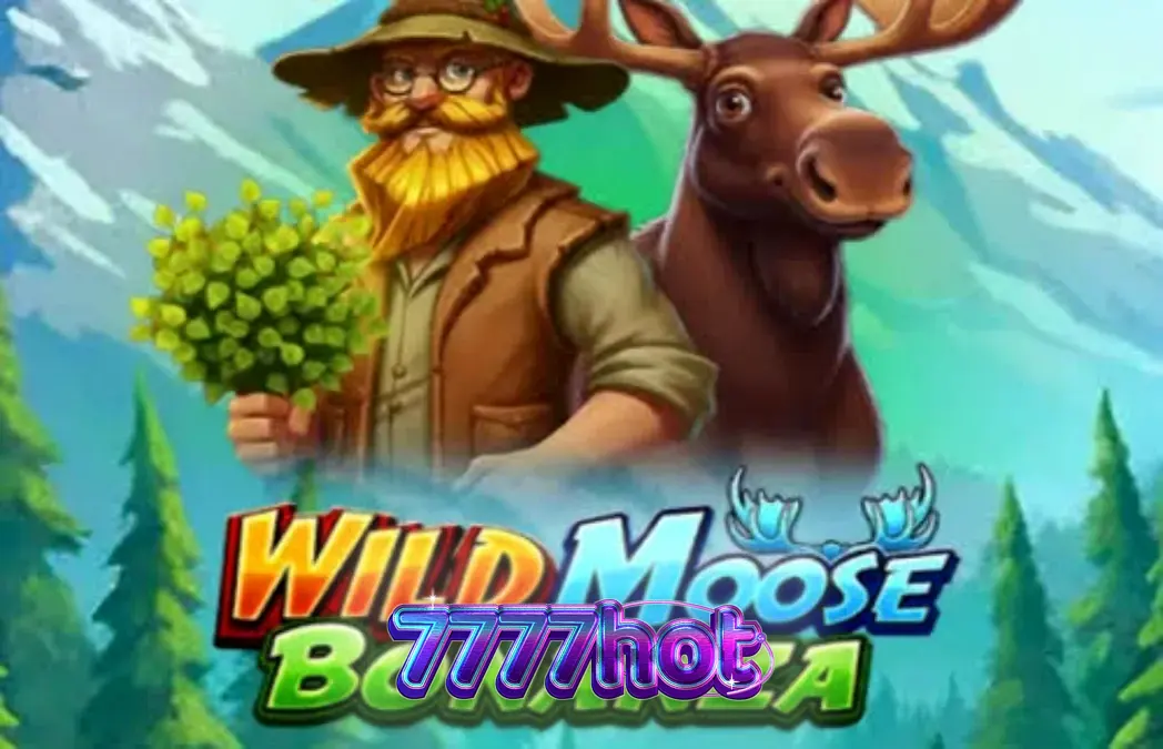 Tampilan visual slot Wild Moose Bonanza dengan latar belakang hutan dan simbol bertema alam liar.